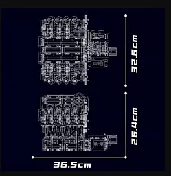 Конструктор двигун Mould King Technic Двигун V8  F488 для дітей та дорослих 2718 деталей  - мініатюра 6