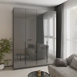 Шафа 4-дверна з антресоллю MebelStar Оскар Gloss BL-B, блок шухляд 200x52x260 см Антрацит/Антрацит (MBS-5565)