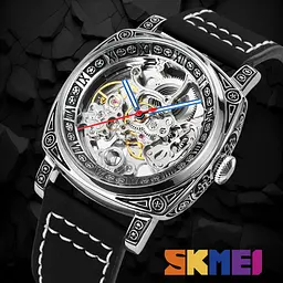 Механічні Наручний годинник скелетон з автопідзаводом Skmei 9271 Black, 9271BK (18388) - мініатюра 4