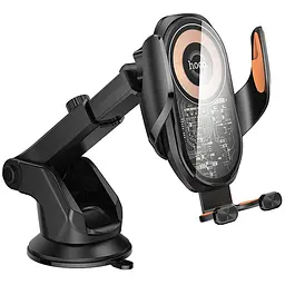 Автотримач з БЗП Hoco HW34 Blue whale 3-axis linkage wireless 15W (center console) Black - мініатюра 5