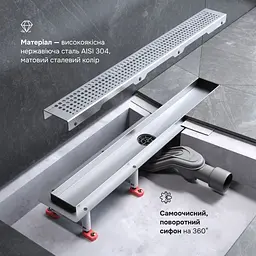 Трап для душу лінійний AM.PM Masterflow Cut Gradient 600 мм, універсальний затвор, хром (W01SC-P11-060-01SB) - мініатюра 4