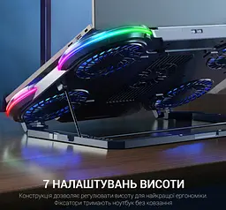 Охолоджувальна підставка для ноутбука до 18 дюймів GamePro GPCP-770 6xfans - мініатюра 13