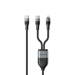 Кабель USB-C - USB-C + Lightning HAVIT HV-CB6326 PD100W 1.2м HAVIT (28593-000)