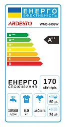 Пральна машина Ardesto з фронтальним завантаженням , 6кг, 1000, A++, 45см, Дисплей, Білий (WMS-6109W) - мініатюра 9