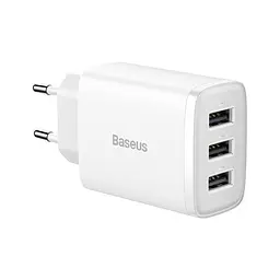 Сітчасте зарядне пристрій Baseus Compact Charger 3-USB 17W EU білий CCXJ020102
