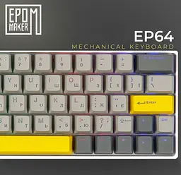Клавіатура ігрова механічна бездротова Epomaker EP-64-WM White 2.4G/BT/USB RGB Mulan Switch Linear Hot-Swap - мініатюра 3