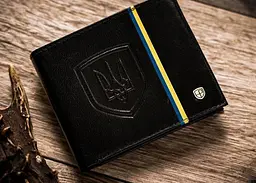 Горизонтальне шкіряне чорне портмоне в подарунковій коробці. Peterson 12х9,5х2,5 см acs0029553 - мініатюра 3