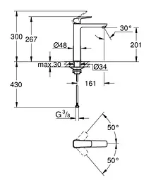 Змішувач для умивальника XL-розміру Grohe Cubeo 1017290000 Хром - мініатюра 4