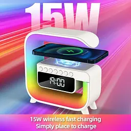 Настільна лампа G3 Mini з Bluetooth колонкою, будильником і бездротовою зарядкою 15 Вт - мініатюра 4