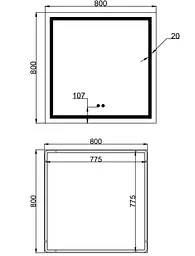 Дзеркало Qtap Mideya (MI1) квадратне з LED-підсвічуванням Touch QT2078NCF808048477 - мініатюра 2