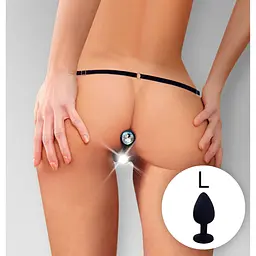 Жіночі трусики XS-2XL Art Sex - Sexy Panties з силіконовою анальною пробкою Plug Size L Black - мініатюра 2