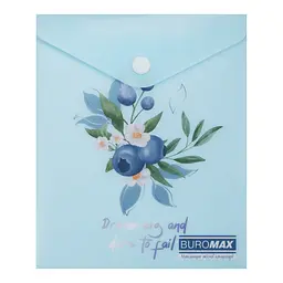 Папка-конверт А6 на кнопці BLUEBERRY ARABESKI аквамарин BM.3922-52 BUROMAX матовий напівпрозорий пластик (4823126816555)
