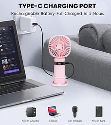Ручний вентилятор 20+ годин роботи USB 5 швидкостей - мініатюра 2