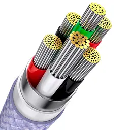 Кабель Baseus Flash Series Ⅱ 3-in-1 Cable USB to MicroUSB+Lightning+Type-C 66W 1.2m CASS040005 Purple - мініатюра 5