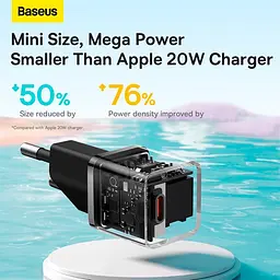 Блочок швидкого заряджання адаптер живлення Baseus GaN5 Fast Charger (mini) OS 1 USB-C 20 W чорний - мініатюра 8