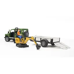 Набір іграшковий Bruder Автомобіль Land Rover Defender з причіпом, мікро-екскаватором JCB та фігуркою (02593) - мініатюра 3
