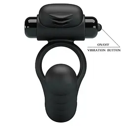 Насадка на пеніс з вібрацією і ерекційним кільцем Pretty Love Hercules Penis Sheath III 15.3 см чорний - мініатюра 5