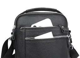 Шкіряна чоловіча сумка-барсетка через плече з ручкою чорна Tiding Bag 78465 220 мм - мініатюра 7