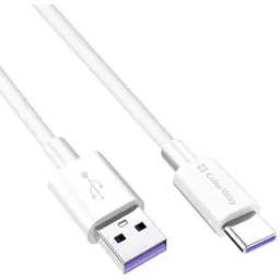 Дата кабель USB 2.0 AM to USB-C 1.0m 5A white ColorWay (CW-CBUC019-WH) - мініатюра 3