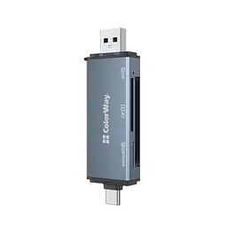 Зчитувач флеш-карт ColorWay USB 2.0/USB-C to CF/SD/MicroSD (CW-CR-01) - мініатюра 3