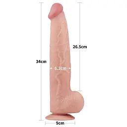 Фалоімітатор LoveToy Sliding-Skin Dual Layer Dong King Sized 34 см тілесний - мініатюра 21