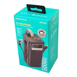 Павербанк 50000мА·ч Power Bank 4USB 2Type-C PD із швидкою зарядкою до 22.5W та ліхтариком кабелю Type-C та Lightning портативний зарядний пристрій BOROFONE DBT 35B - мініатюра 7