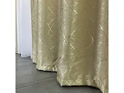 Льняні штори золотистого кольору з ефектом битого скла 2шт. 150х270 на тасьмі ALBO pbe0052956 - мініатюра 4