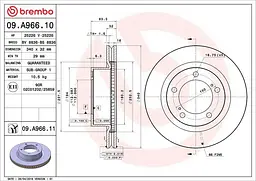 Диск тормозной передний вентилируемый Toyota Land Cruiser 200 07-25г Brembo ( 09.A966.11 )