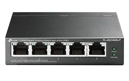 Комутатор TP-LINK TL-SG1005LP, 5x100/1000 Mb/s, автоматичне визначення MDI/MDIX, металевий корпус, керований