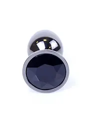 Металева анальна пробка із кристалом B-Series Jewellery Dark Silver - мініатюра 4