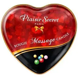 Масажна свічка-серце Plaisirs Secrets Bubble Gum (35 мл) - мініатюра 2
