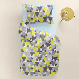 Дитяча постільна білизна в ліжечко GEOMETRY CS8, сірий (DeltaLemonyGrey_58LightBlue_140) - мініатюра 2
