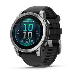 Смарт-годинник Garmin Fenix E 47mm AMOLED Stainless Steel with Black Silicone Band (010-03025-02)