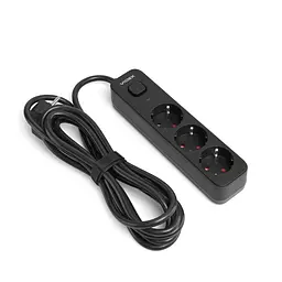 Мережевий подовжувач VIDEX ONCORD з/з 3п 3м (3x1.5мм) з кнопкою Black VIDEX (27686-000) - мініатюра 2