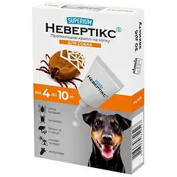 Краплі для тварин Superium Nevertix Протикліщові для собак від 4 до 10 кг (9137)