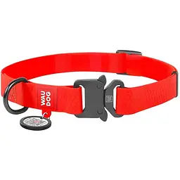 Нашийник для собак Waudog Waterproof, коллартекс, водостійкий, з QR паспортом, 31-49х2,5 см, червоний