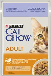 Вологий корм для котів Cat Chow Adult ніжні шматочки в желе з ягням і зеленою квасолею 85 г