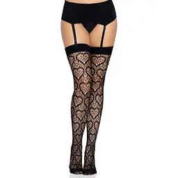 Ажурні панчохи із сердечками Leg Avenue Heart Black, One Size - мініатюра 4