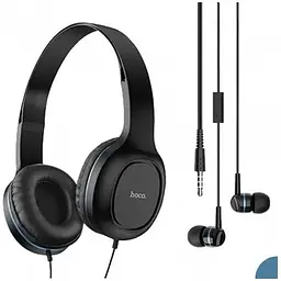 Навушники накладні та вставні Hoco Enlighten W24 black-blue 2 пари - мініатюра 2