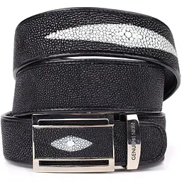 Ремінь-автомат STINGRAY LEATHER 18203 з натуральної шкіри морського ската чорний 100 см - мініатюра 4