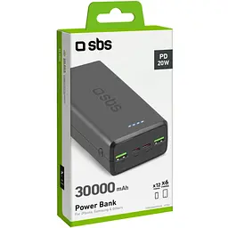 УМБ SBS 30000mAh 20W PD,QC, 2xUSB-A, 2xUSB-C Black - мініатюра 2