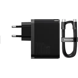 Зарядний пристрій Baseus GaN5 Pro C+U 100W + Type-C Cable Black (CCGP090201) - мініатюра 2
