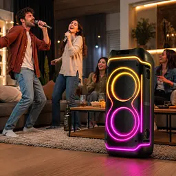 Портативна акустика ZXX-5540 100 Вт / Портативна колонка акумуляторна USB / TWS / TF / FM / BT / Переносна колонка з 2 мікрофонами та пультом ДУ - мініатюра 4
