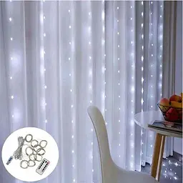 Гірлянда штора крапля роси Sun Lamp 3х3 м 300 LED з пультом і USB живленням біле світло - мініатюра 4