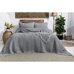 Вафельне покривало Norah Grey 240x260см +2 наволочки 50x70см Saheser pbe0052238 - мініатюра 2