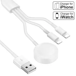 USB кабель Primo 3in1-01 Lightning + Lightning + зарядний пристрій для Apple Watch - мініатюра 2