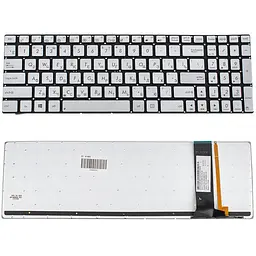 Клавіатура для ноутбука ASUS (G550, N550, N750 series) rus, сріблястий, підсвічування клавіш, без фрейма