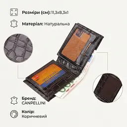 Мініатюрне чоловіче портмоне із натуральної фактурної шкіри Canpellini 21521 коричневе - мініатюра 2