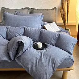 Постільна білизна полуторна з текстурою льону Colorful Home 20481 150х200 см сіро-блакитна