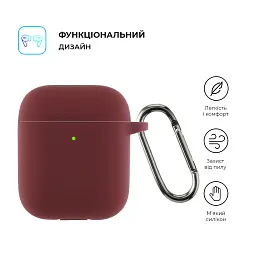 Чохол для навушників Armorstandart Ultrathin Silicone Case With Hook для Apple AirPods 2 Burgundy (ARM59680) - мініатюра 2
